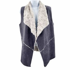 Leo & Nicole Faux Fur Shearling Vest Grey Small